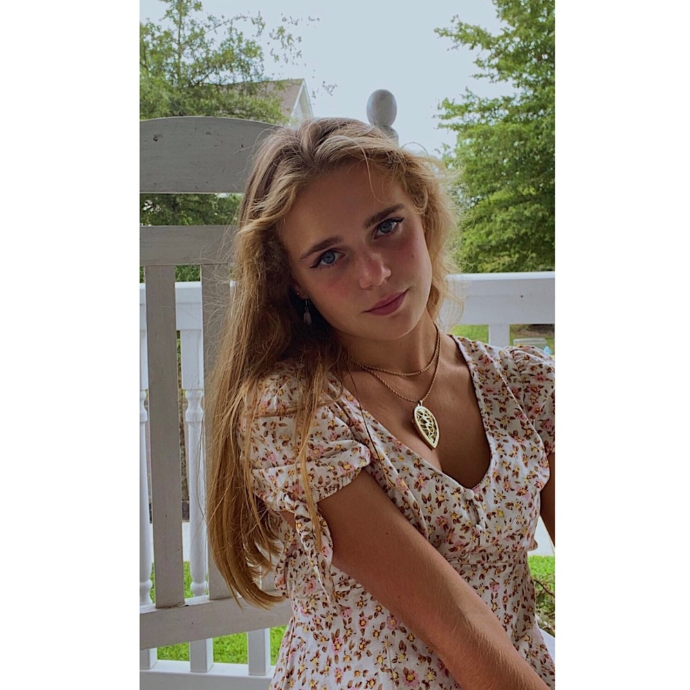 Pink and white floral dress